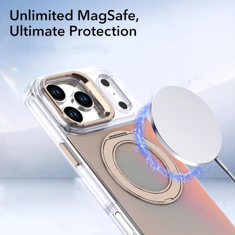 Gradient Discolor Rotating Holder Lens Kickstand Magsafe Phone Case, For iPhone 17 Pro Max, For iPhone 17 Pro, For iPhone Air