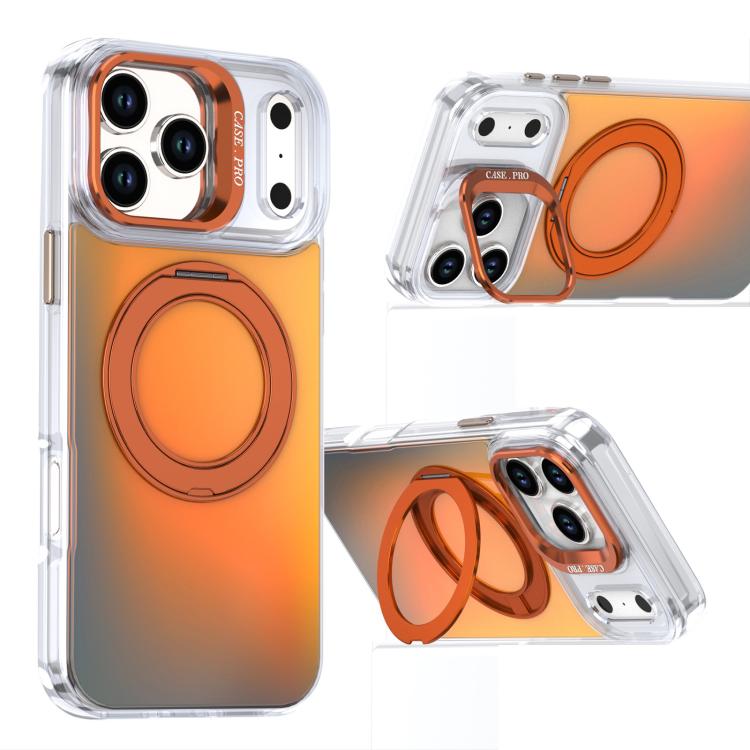 Gradient Discolor Rotating Holder Lens Kickstand Magsafe Phone Case, For iPhone 17 Pro Max, For iPhone 17 Pro, For iPhone Air