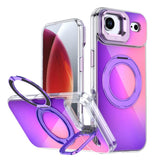 Gradient Discolor Rotating Holder Lens Kickstand Magsafe Phone Case, For iPhone 17 Pro Max, For iPhone 17 Pro, For iPhone Air