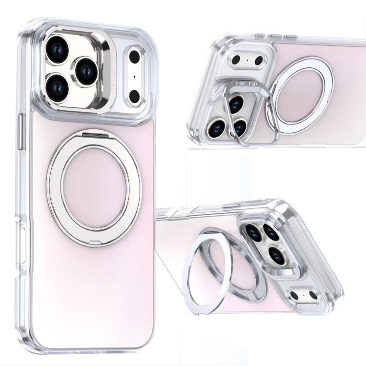Gradient Discolor Rotating Holder Lens Kickstand Magsafe Phone Case, For iPhone 17 Pro Max, For iPhone 17 Pro, For iPhone Air
