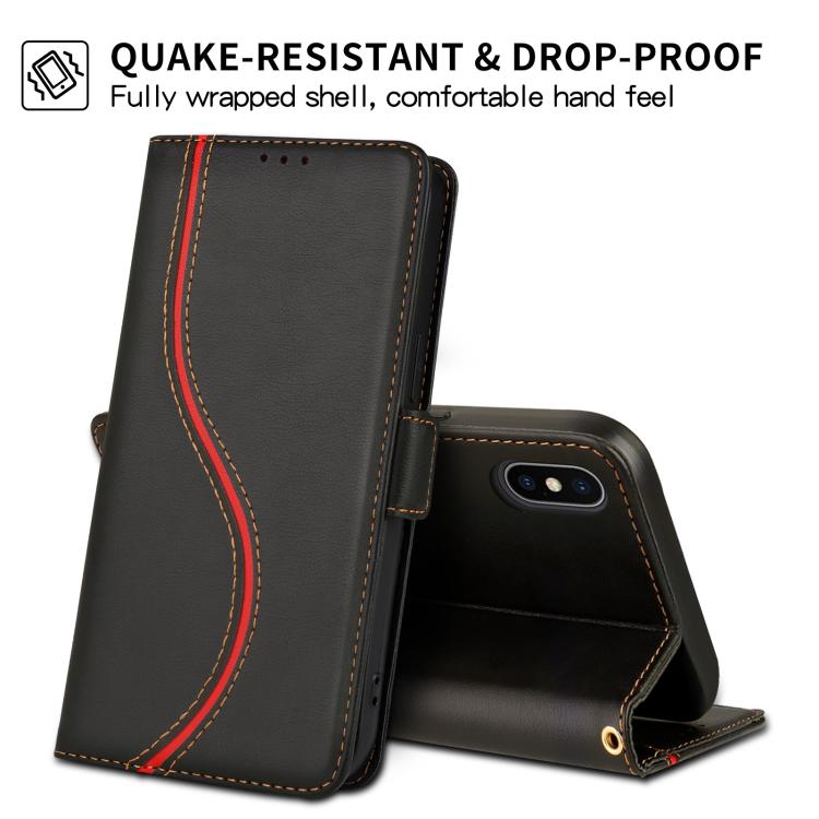 Side Buckle S Curve Leather Phone Case, For iPhone XS Max, For iPhone 7 Plus / 8 Plus