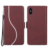 Side Buckle S Curve Leather Phone Case, For iPhone XS Max, For iPhone 7 Plus / 8 Plus