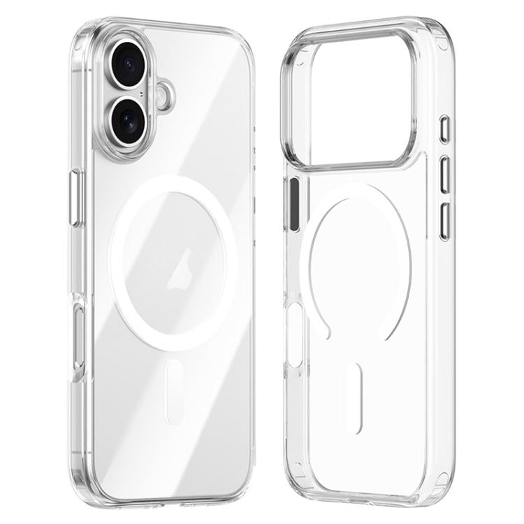 ZGA Magsafe Metal Buttons Clear PC Hybrid TPU Phone Case, For iPhone 17 Pro Max, For iPhone 17 Pro, For iPhone 17