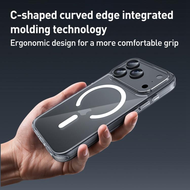 ZGA Magsafe Metal Buttons Clear PC Hybrid TPU Phone Case, For iPhone 17 Pro Max, For iPhone 17 Pro, For iPhone 17
