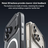 ZGA Magsafe Metal Buttons Clear PC Hybrid TPU Phone Case, For iPhone 17 Pro Max, For iPhone 17 Pro, For iPhone 17