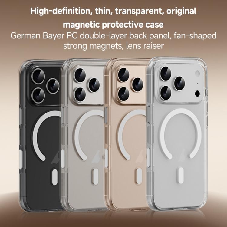 ZGA Magsafe Metal AI Buttons Clear PC Hybrid TPU Phone Case, For iPhone 17 Pro Max, For iPhone 17 Pro, For iPhone 17