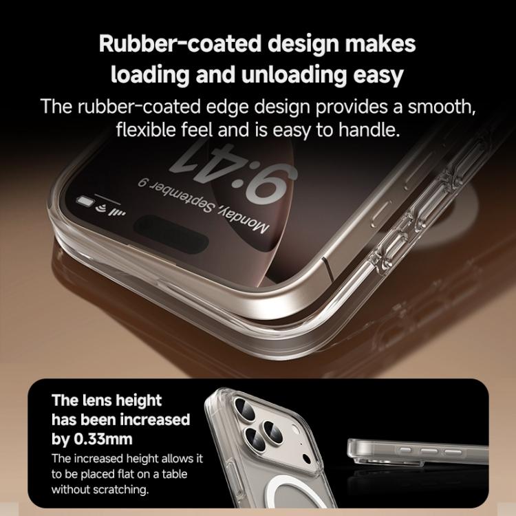 ZGA Magsafe Metal AI Buttons Clear PC Hybrid TPU Phone Case, For iPhone 17 Pro Max, For iPhone 17 Pro, For iPhone 17
