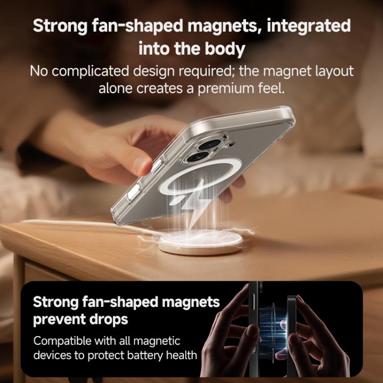 ZGA Magsafe Metal AI Buttons Clear PC Hybrid TPU Phone Case, For iPhone 17 Pro Max, For iPhone 17 Pro, For iPhone 17