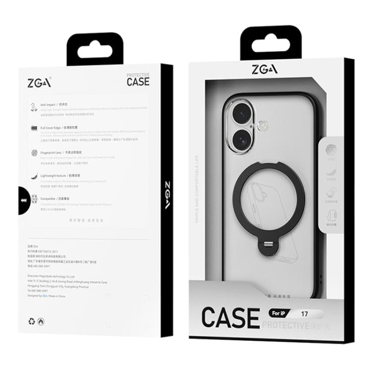 ZGA 360 Pivot Holder Magsafe PC Hybrid TPU Phone Case, For iPhone 17, For iPhone Air