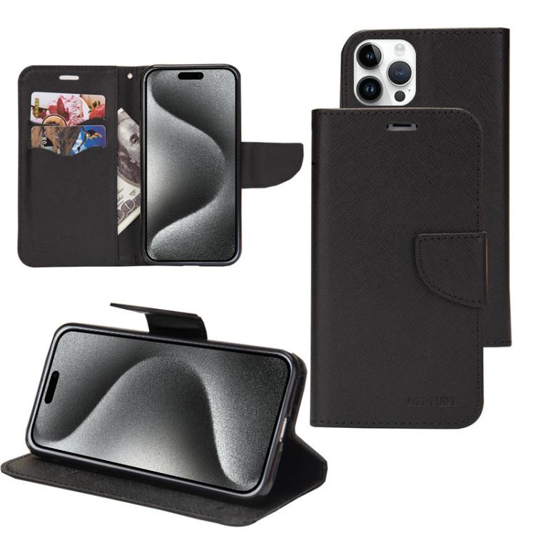 Mercury Contrast Color Splicing Leather Phone Case, For iPhone 15 Pro, For iPhone 15 Plus, For iPhone 15