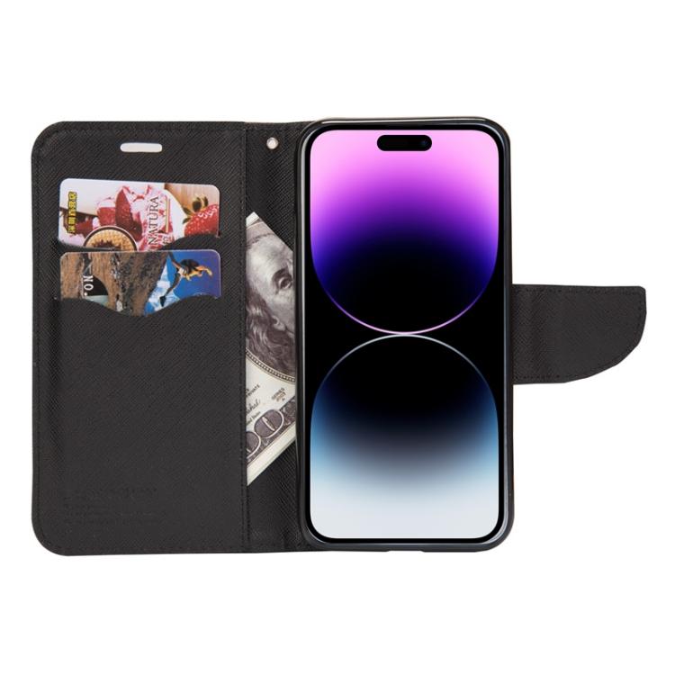 Mercury Contrast Color Splicing Leather Phone Case, For iPhone 15 Pro, For iPhone 15 Plus, For iPhone 15