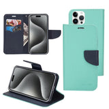 Mercury Contrast Color Splicing Leather Phone Case, For iPhone 15 Pro, For iPhone 15 Plus, For iPhone 15