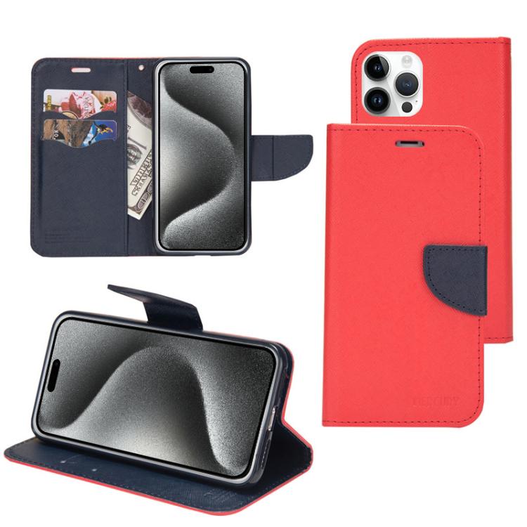 Mercury Contrast Color Splicing Leather Phone Case, For iPhone 15 Pro, For iPhone 15 Plus, For iPhone 15