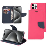 Mercury Contrast Color Splicing Leather Phone Case, For iPhone 15 Pro, For iPhone 15 Plus, For iPhone 15