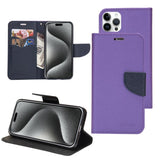 Mercury Contrast Color Splicing Leather Phone Case, For iPhone 15 Pro, For iPhone 15 Plus, For iPhone 15