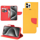 Mercury Contrast Color Splicing Leather Phone Case, For iPhone 15 Pro, For iPhone 15 Plus, For iPhone 15