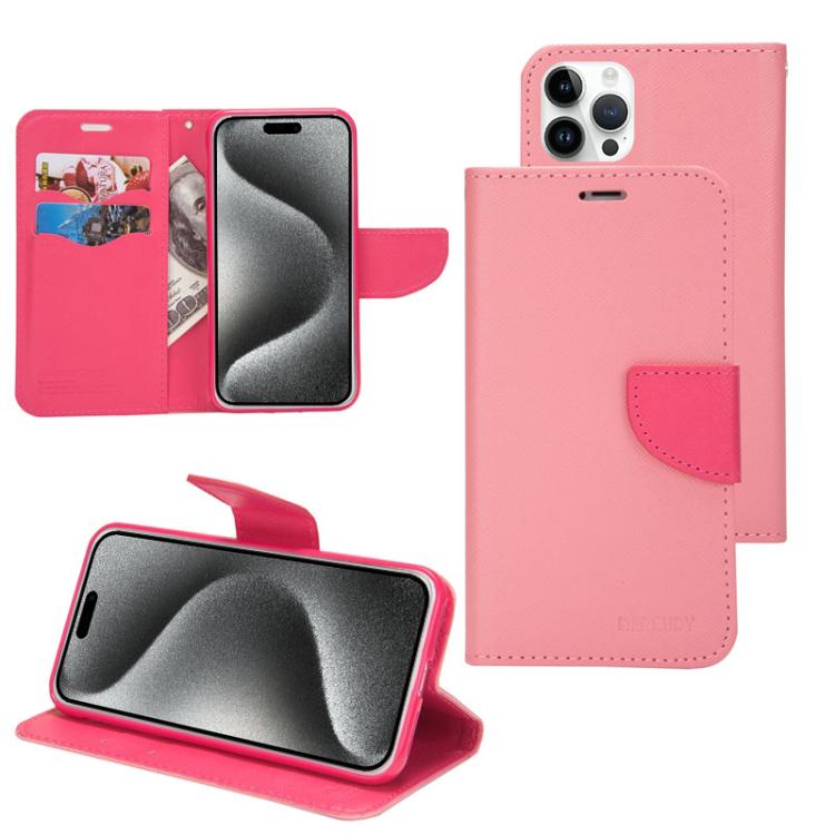 Mercury Contrast Color Splicing Leather Phone Case, For iPhone 15 Pro, For iPhone 15 Plus, For iPhone 15