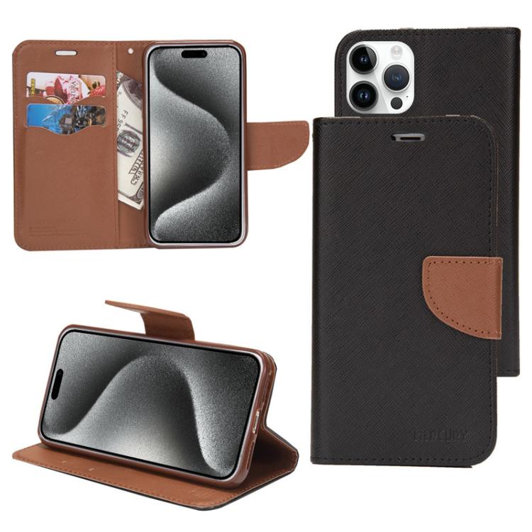 Mercury Contrast Color Splicing Leather Phone Case, For iPhone 15 Pro, For iPhone 15 Plus, For iPhone 15