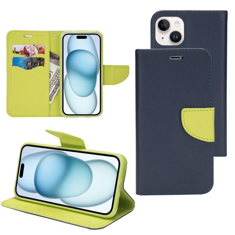 Mercury Contrast Color Splicing Leather Phone Case, For iPhone 15 Pro, For iPhone 15 Plus, For iPhone 15