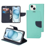 Mercury Contrast Color Splicing Leather Phone Case, For iPhone 15 Pro, For iPhone 15 Plus, For iPhone 15