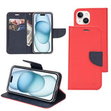 Mercury Contrast Color Splicing Leather Phone Case, For iPhone 15 Pro, For iPhone 15 Plus, For iPhone 15