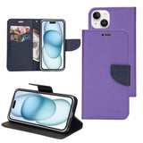 Mercury Contrast Color Splicing Leather Phone Case, For iPhone 15 Pro, For iPhone 15 Plus, For iPhone 15