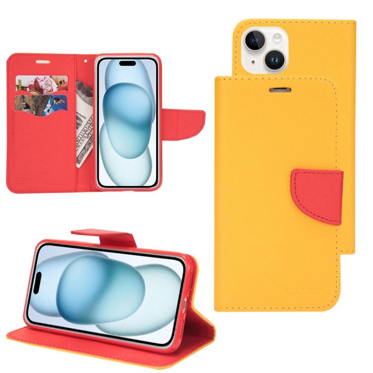 Mercury Contrast Color Splicing Leather Phone Case, For iPhone 15 Pro, For iPhone 15 Plus, For iPhone 15