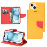 Mercury Contrast Color Splicing Leather Phone Case, For iPhone 15 Pro, For iPhone 15 Plus, For iPhone 15