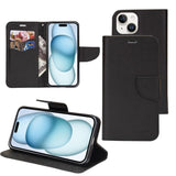 Mercury Contrast Color Splicing Leather Phone Case, For iPhone 15 Pro, For iPhone 15 Plus, For iPhone 15