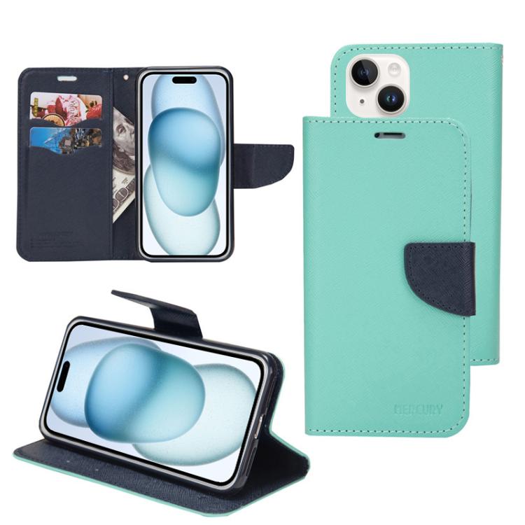 Mercury Contrast Color Splicing Leather Phone Case, For iPhone 15 Pro, For iPhone 15 Plus, For iPhone 15