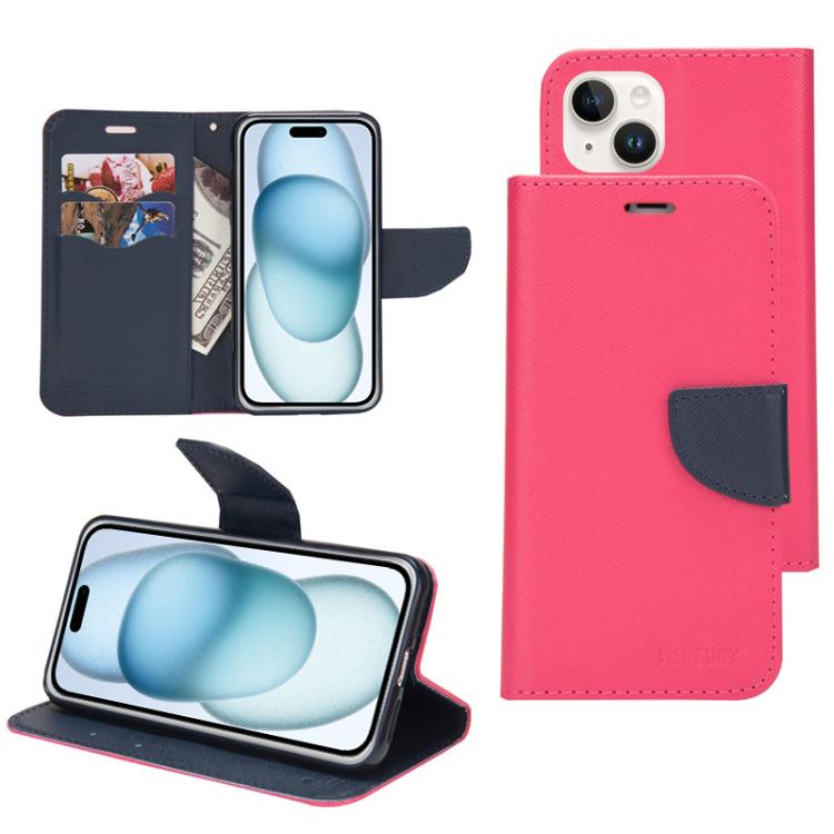 Mercury Contrast Color Splicing Leather Phone Case, For iPhone 15 Pro, For iPhone 15 Plus, For iPhone 15