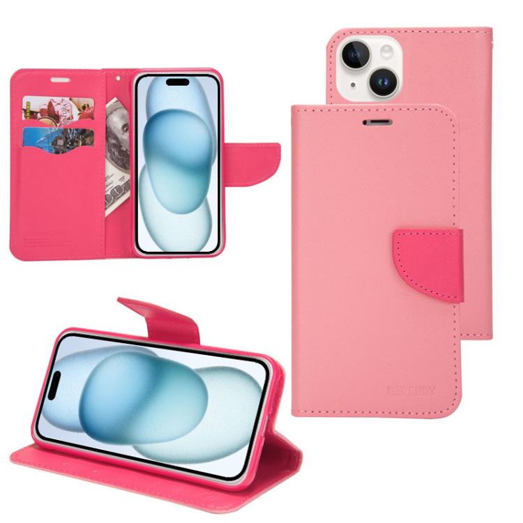 Mercury Contrast Color Splicing Leather Phone Case, For iPhone 15 Pro, For iPhone 15 Plus, For iPhone 15
