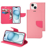 Mercury Contrast Color Splicing Leather Phone Case, For iPhone 15 Pro, For iPhone 15 Plus, For iPhone 15