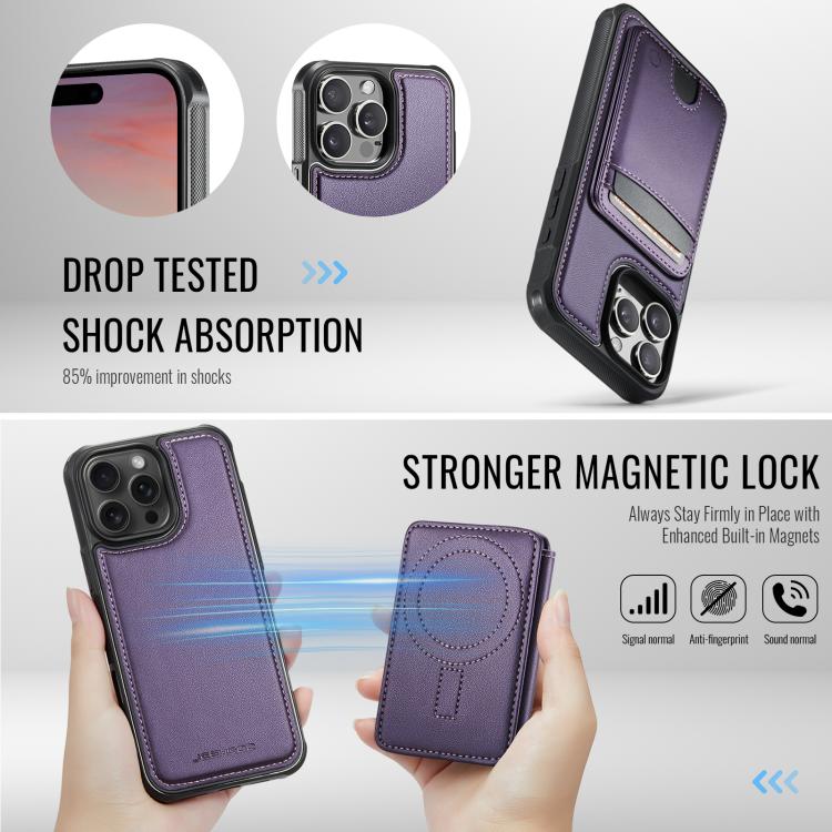 JEEHOOD J10 Flip Card Bag MagSafe Split RFID Leather Phone Case, For iPhone 13 Pro, For iPhone 13, For iPhone 12, For iPhone 12 Pro Max, For iPhone 12 Pro, For iPhone 11 Pro Max, For iPhone 11, For iPhone 11 Pro
