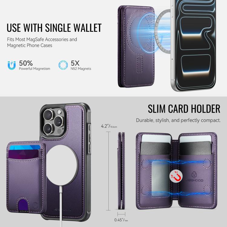 JEEHOOD J10 Flip Card Bag MagSafe Split RFID Leather Phone Case, For iPhone 13 Pro, For iPhone 13, For iPhone 12, For iPhone 12 Pro Max, For iPhone 12 Pro, For iPhone 11 Pro Max, For iPhone 11, For iPhone 11 Pro