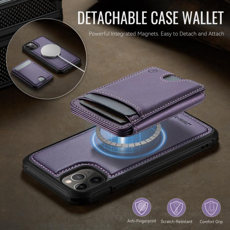 JEEHOOD J10 Flip Card Bag MagSafe Split RFID Leather Phone Case, For iPhone 11 Pro