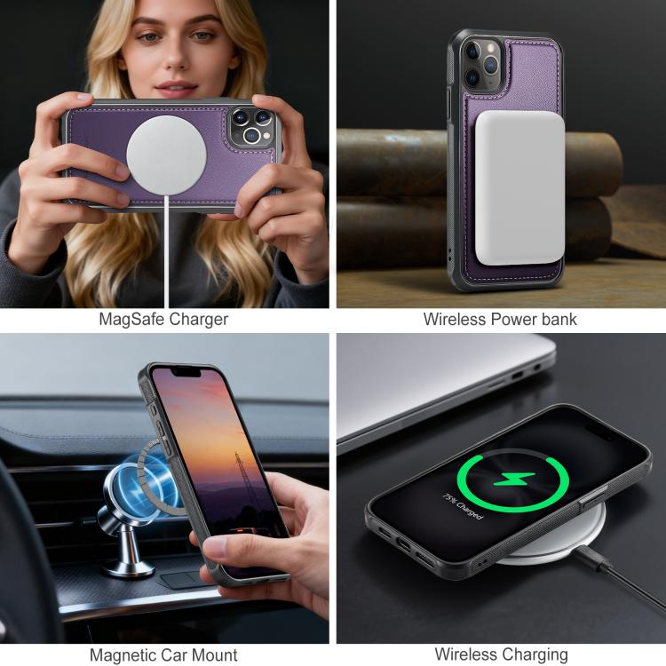 JEEHOOD J10 Flip Card Bag MagSafe Split RFID Leather Phone Case, For iPhone 11 Pro