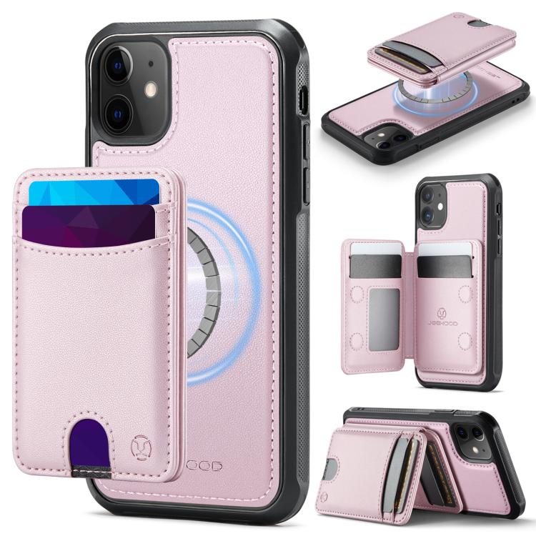 JEEHOOD J10 Flip Card Bag MagSafe Split RFID Leather Phone Case, For iPhone 13 Pro, For iPhone 13, For iPhone 12, For iPhone 12 Pro Max, For iPhone 12 Pro, For iPhone 11 Pro Max, For iPhone 11, For iPhone 11 Pro