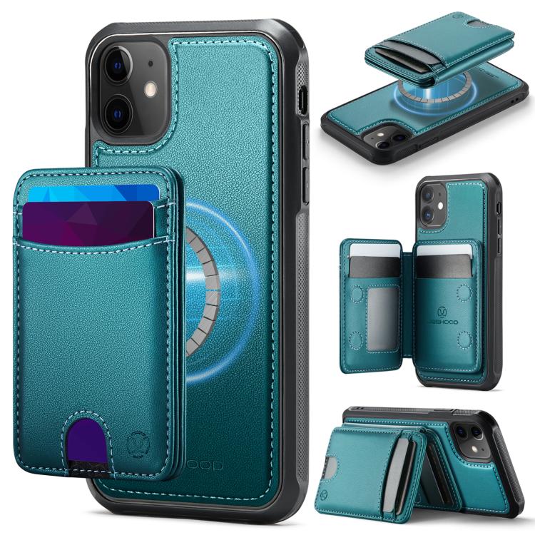JEEHOOD J10 Flip Card Bag MagSafe Split RFID Leather Phone Case, For iPhone 13 Pro, For iPhone 13, For iPhone 12, For iPhone 12 Pro Max, For iPhone 12 Pro, For iPhone 11 Pro Max, For iPhone 11, For iPhone 11 Pro