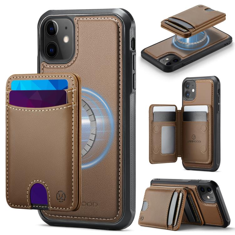 JEEHOOD J10 Flip Card Bag MagSafe Split RFID Leather Phone Case, For iPhone 13 Pro, For iPhone 13, For iPhone 12, For iPhone 12 Pro Max, For iPhone 12 Pro, For iPhone 11 Pro Max, For iPhone 11, For iPhone 11 Pro