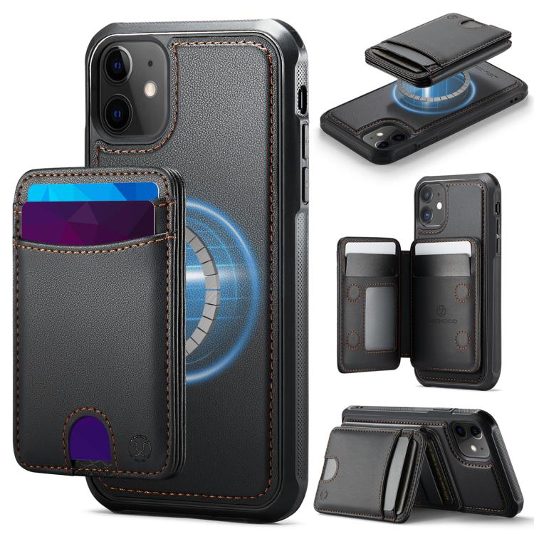 JEEHOOD J10 Flip Card Bag MagSafe Split RFID Leather Phone Case, For iPhone 13 Pro, For iPhone 13, For iPhone 12, For iPhone 12 Pro Max, For iPhone 12 Pro, For iPhone 11 Pro Max, For iPhone 11, For iPhone 11 Pro