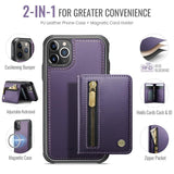 JEEHOOD J12 Exquisite RFID MagSafe Zipper Card Bag Phone Case, For iPhone 11 Pro
