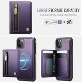 JEEHOOD J12 Exquisite RFID MagSafe Zipper Card Bag Phone Case, For iPhone 11 Pro