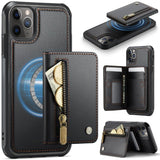 JEEHOOD J12 Exquisite RFID MagSafe Zipper Card Bag Phone Case, For iPhone 11 Pro