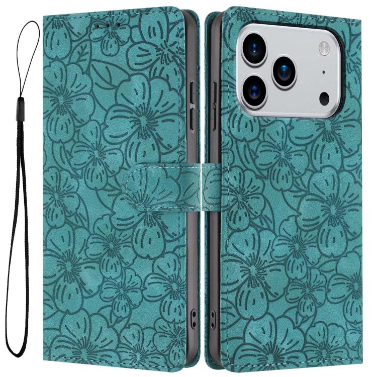 Cherry Blossoms Embossed Leather Phone Case, For iPhone 18 Pro, For iPhone 18 Pro Max, For iPhone 17e / 16e, For iPhone 17 Pro Max, For iPhone 17 Pro, For iPhone 17