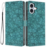 Cherry Blossoms Embossed Leather Phone Case, For iPhone 17e / 16e, For iPhone 17 Pro Max, For iPhone 17 Pro, For iPhone 17, For iPhone Air, For iPhone 16 Pro Max