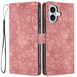 Cherry Blossoms Embossed Leather Phone Case, For iPhone 17e / 16e, For iPhone 17 Pro Max, For iPhone 17 Pro, For iPhone 17, For iPhone Air, For iPhone 16 Pro Max