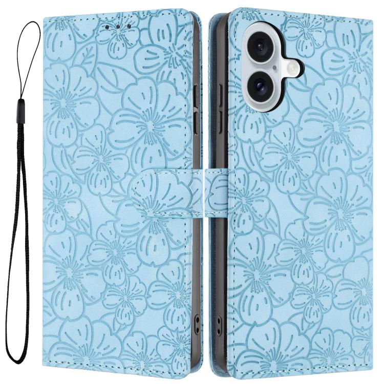 Cherry Blossoms Embossed Leather Phone Case, For iPhone 17e / 16e, For iPhone 17 Pro Max, For iPhone 17 Pro, For iPhone 17, For iPhone Air, For iPhone 16 Pro Max