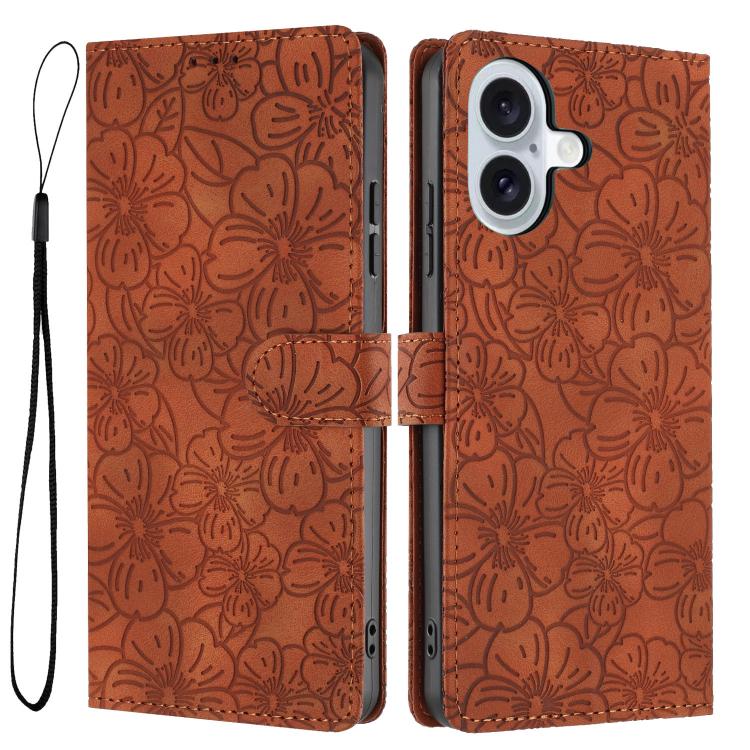 Cherry Blossoms Embossed Leather Phone Case, For iPhone 17e / 16e, For iPhone 17 Pro Max, For iPhone 17 Pro, For iPhone 17, For iPhone Air, For iPhone 16 Pro Max