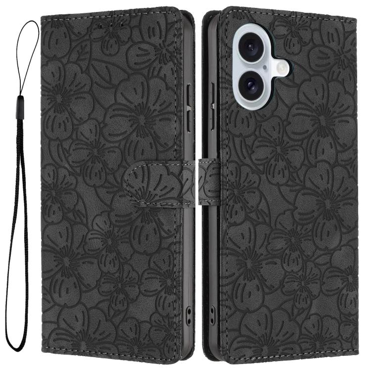 Cherry Blossoms Embossed Leather Phone Case, For iPhone 17e / 16e, For iPhone 17 Pro Max, For iPhone 17 Pro, For iPhone 17, For iPhone Air, For iPhone 16 Pro Max